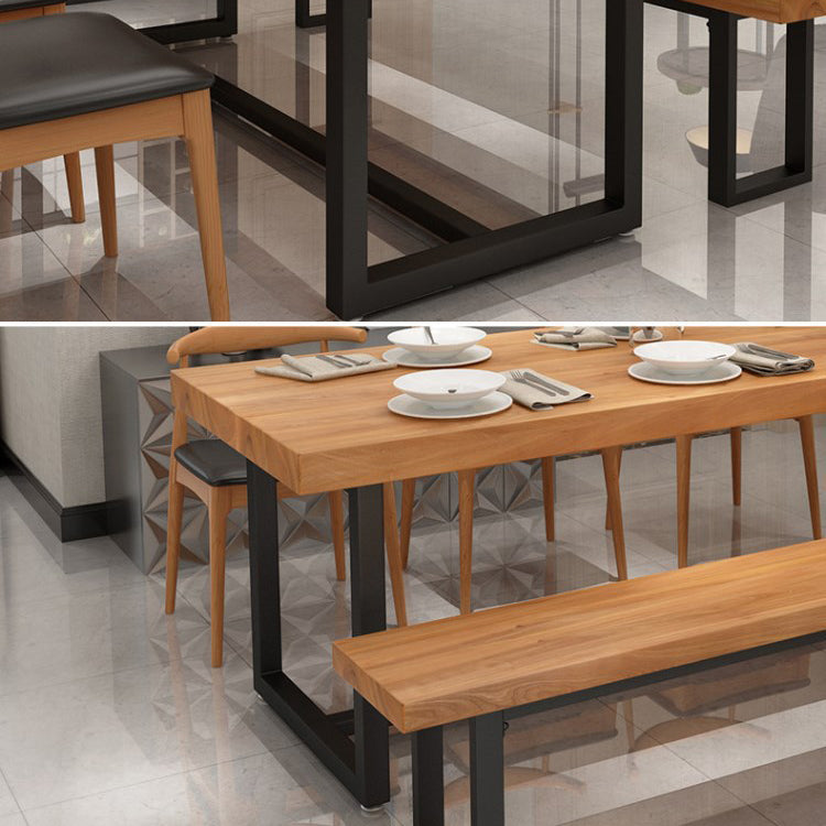 Industriële stijl houten dineren † kamer † ingesteld met rechthoekige tafel en metalen eettafel meubels