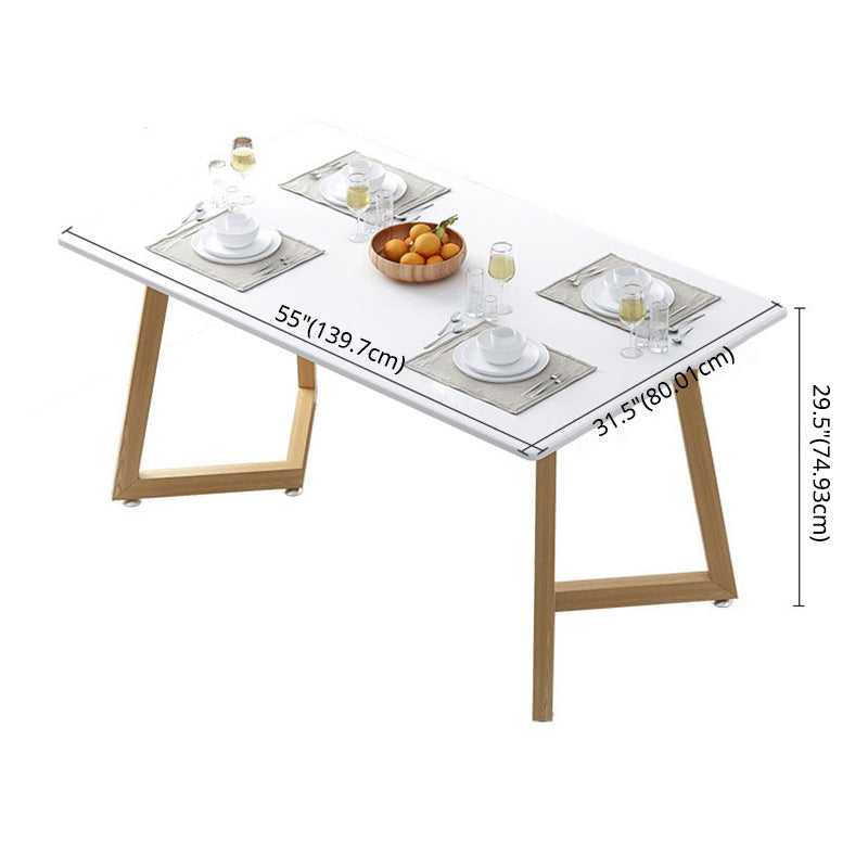 Minimalist Style Traditional Height Dining Set with Rectangle Shape Table and Double Pedestal Base