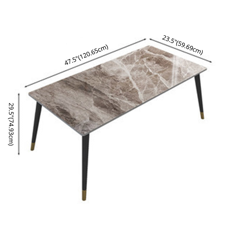 Dining Room Set Scandinavian Rectangular Dining Table with Black Four-leg Metal Base