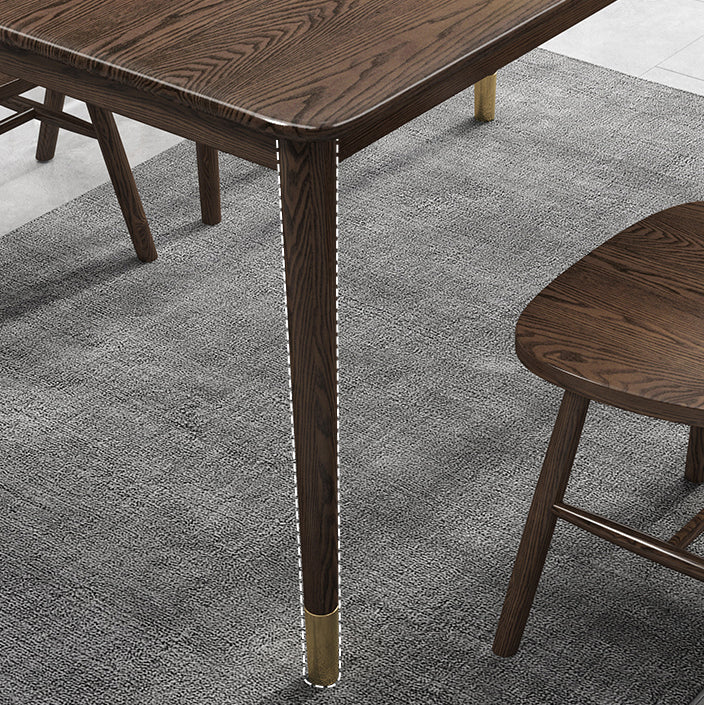 Juego de madera maciza del comedor Contemporáneo con mesa rectangular juego de comedor con 4 patas base