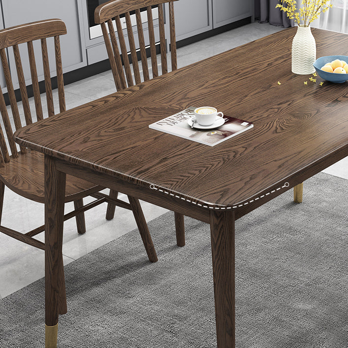 Dining Room Solid Wood Set Contemporary with Rectangle Table Dining Set with 4 Legs Base