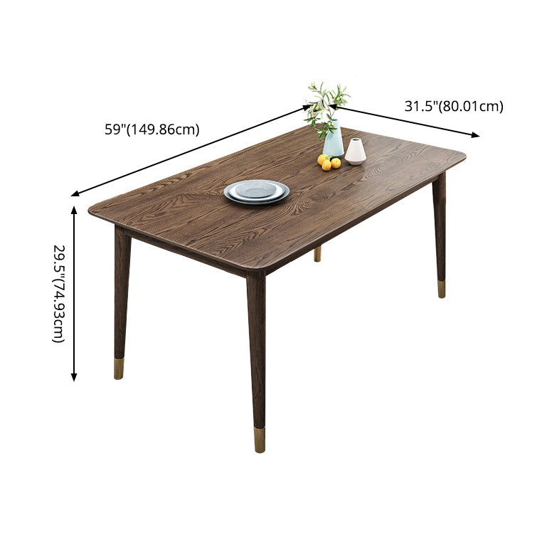 Juego de madera maciza del comedor Contemporáneo con mesa rectangular juego de comedor con 4 patas base