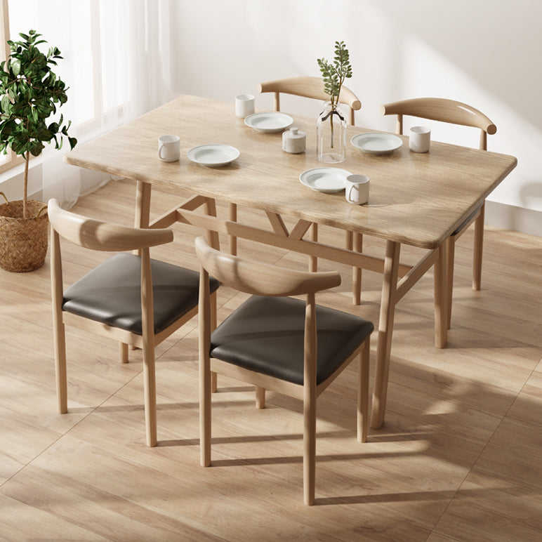 Modern Solid Wood Standard Dining Set Rectangle Shape Kitchen Dining Set with 4 Legs Table