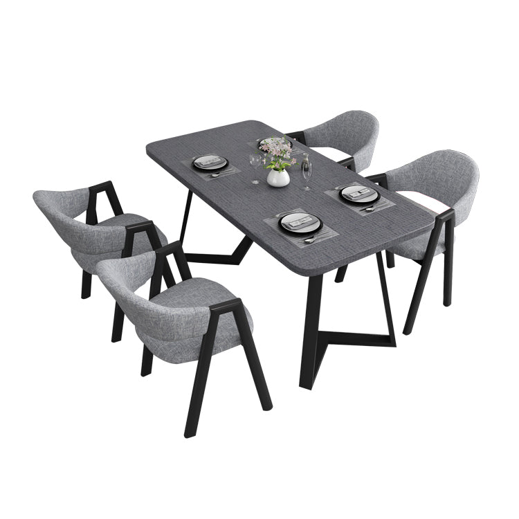 Contemporary Gray Standard Dining Set MDF Rectangle Shape Dining Set for Kitchen