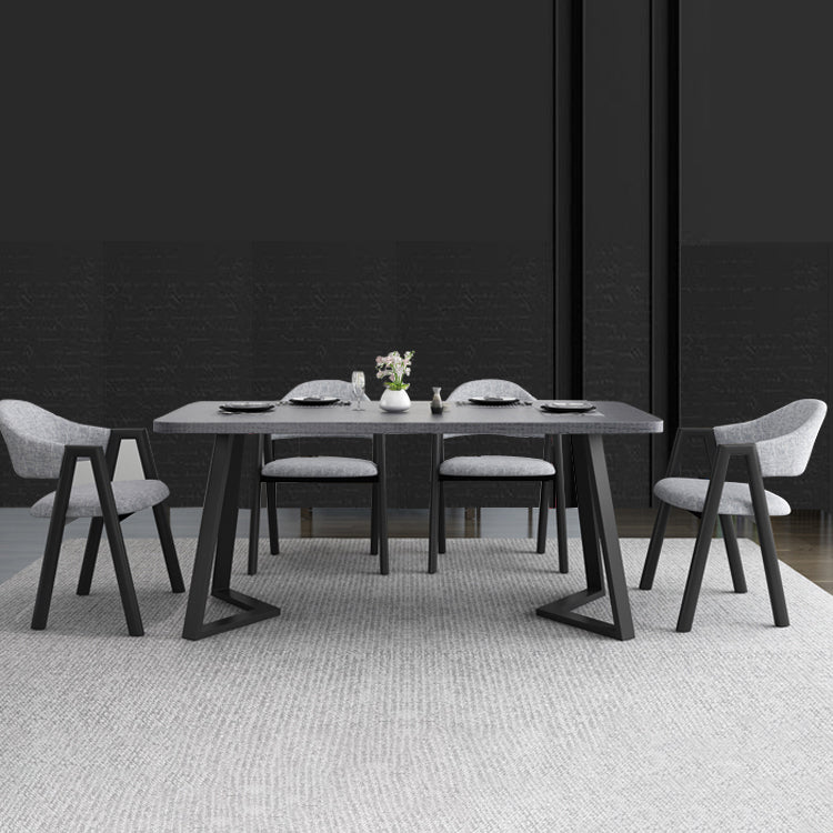 Contemporary Gray Standard Dining Set MDF Rectangle Shape Dining Set for Kitchen