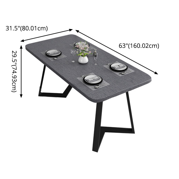 Contemporary Gray Standard Dining Set MDF Rectangle Shape Dining Set for Kitchen