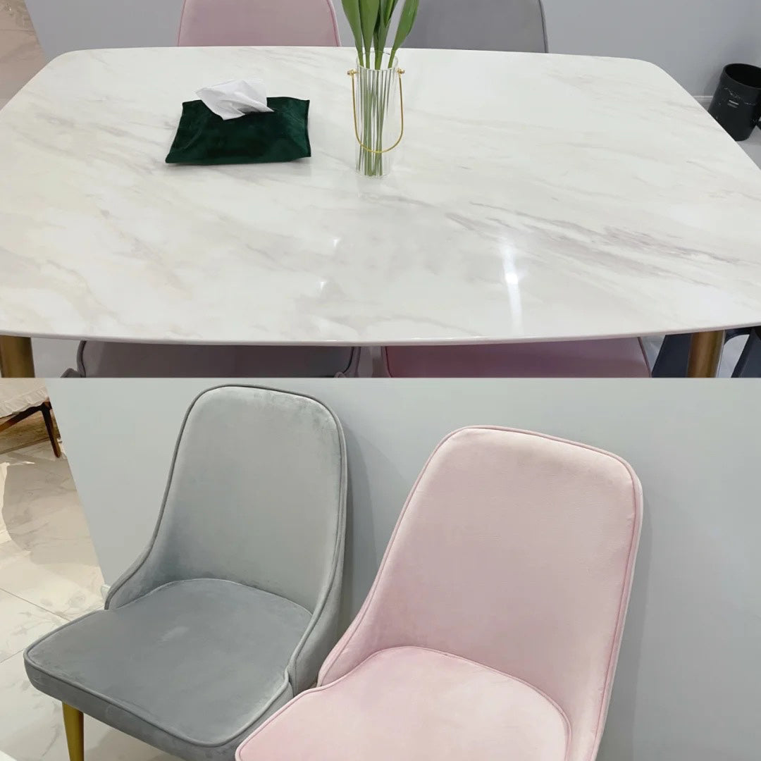 Scandinavian Sintered Stone White Dining Set Rectangle Standard Dining Set for Kitchen