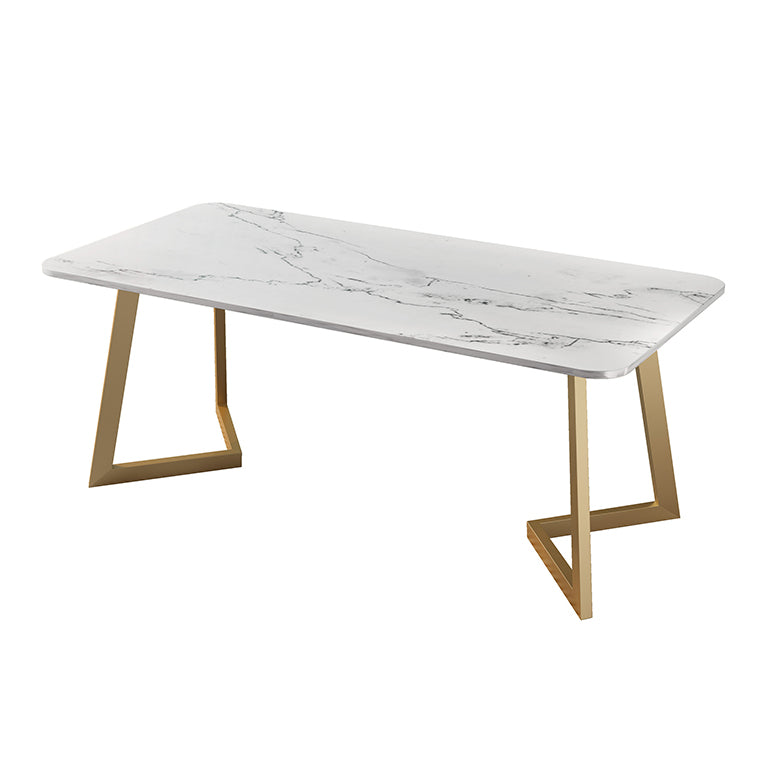 Glam Style Sintered Stone White Dining¬†Room¬†Set with Rectangle Table Dining Table Furniture