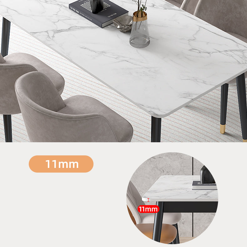 Glam Style Sintered Stone White Dining¬†Room¬†Set with Rectangle Table Dining Table Furniture