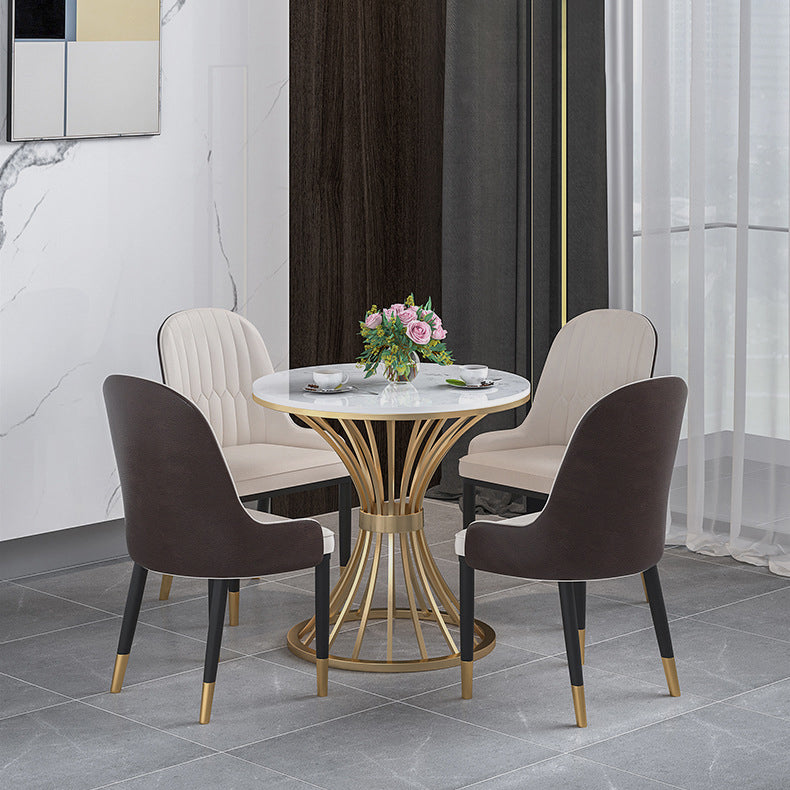 Glam Sintered Stone Dining Room Set Standard Height with Gold Base Dining Furniture