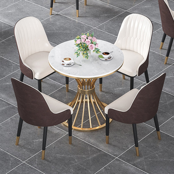 Glam Sintered Stone Dining Room Set Standard Height with Gold Base Dining Furniture