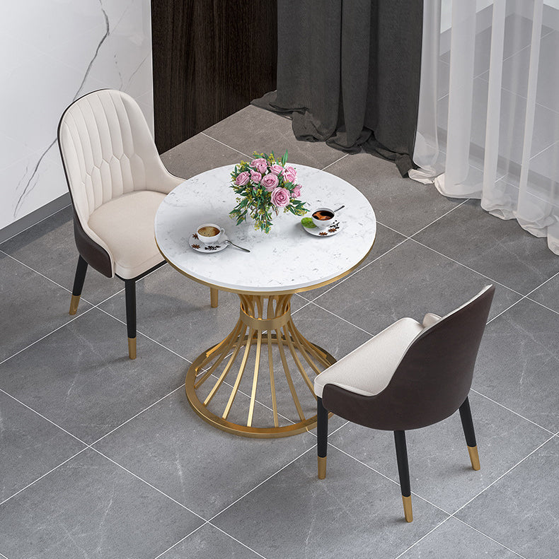 Glam Sintered Stone Dining Room Set Standard Height with Gold Base Dining Furniture