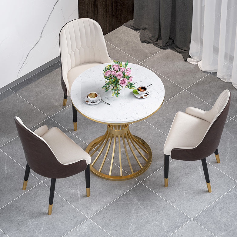 Glam Sintered Stone Dining Room Set Standard Height with Gold Base Dining Furniture