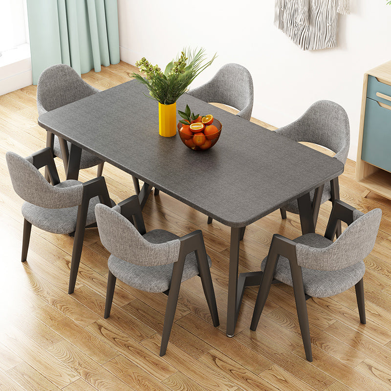 Standard Wood Dining Table with 2 Black Metallic Legs for Dining Furniture