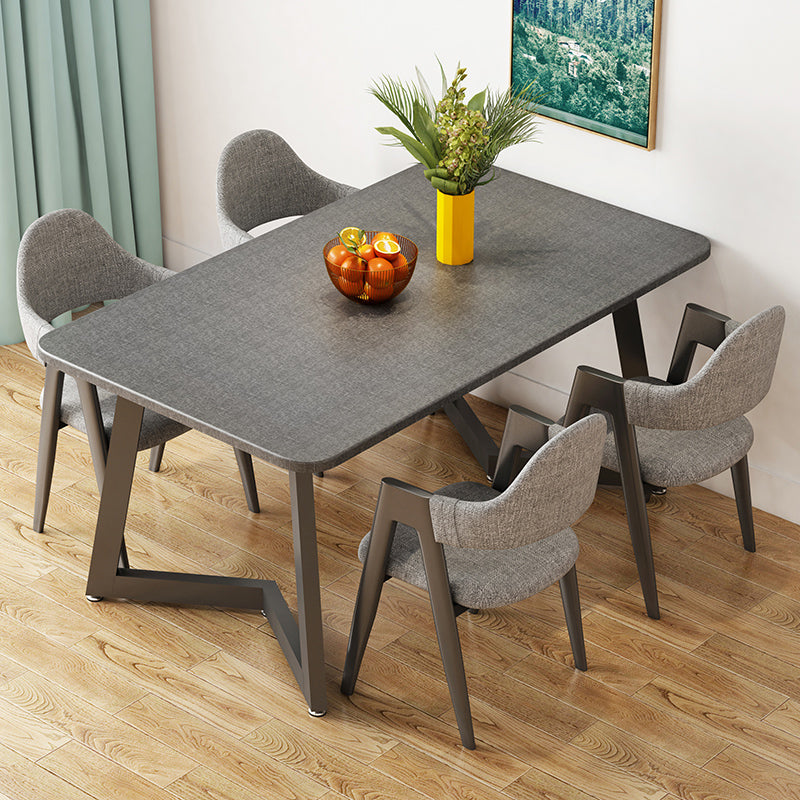 Standard Wood Dining Table with 2 Black Metallic Legs for Dining Furniture