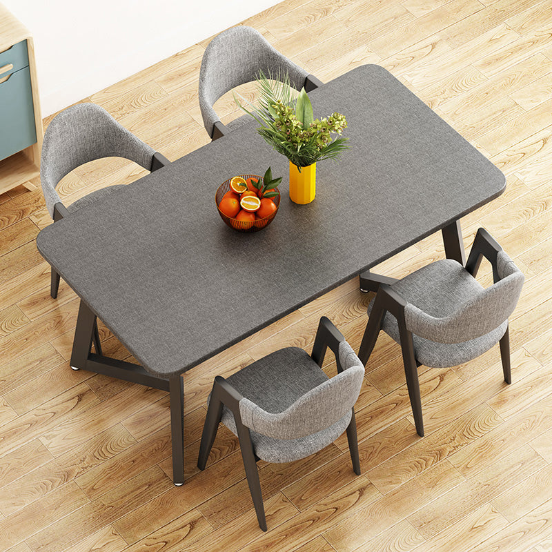 Standard Wood Dining Table with 2 Black Metallic Legs for Dining Furniture