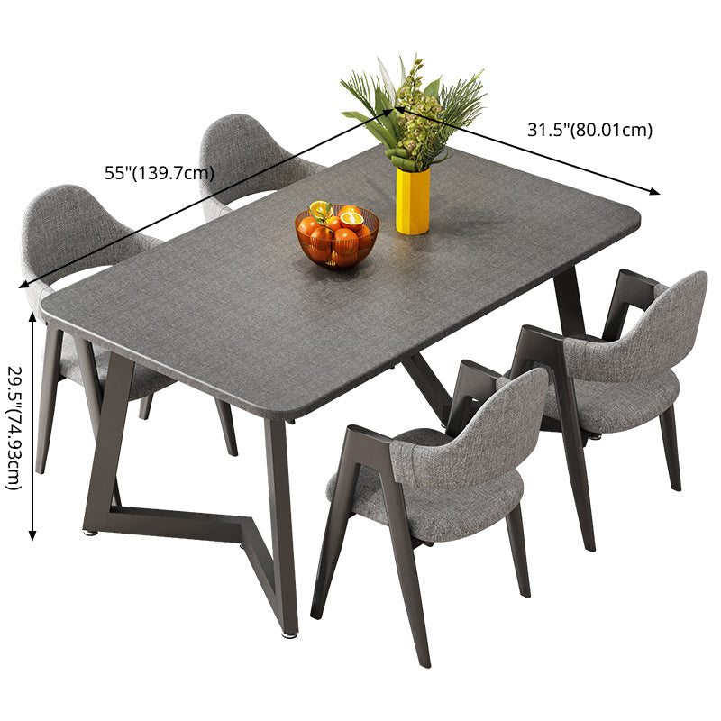 Standard Wood Dining Table with 2 Black Metallic Legs for Dining Furniture