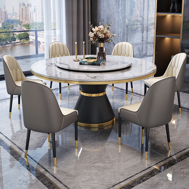 Contemporary Sintered Stone Top Dinette Set with Round Table Dining Room Set for Dining Room