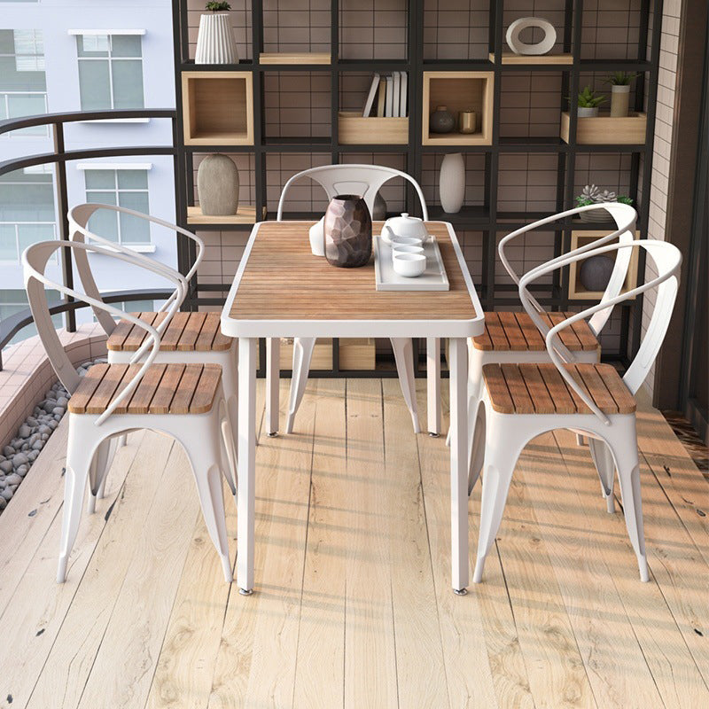 Industrial Solid Wood Dining¬†Room¬†Set with Rectangle Table and Metal Base Dining Table Furniture