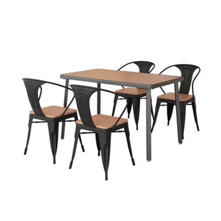 Industrial Solid Wood Dining¬†Room¬†Set with Rectangle Table and Metal Base Dining Table Furniture