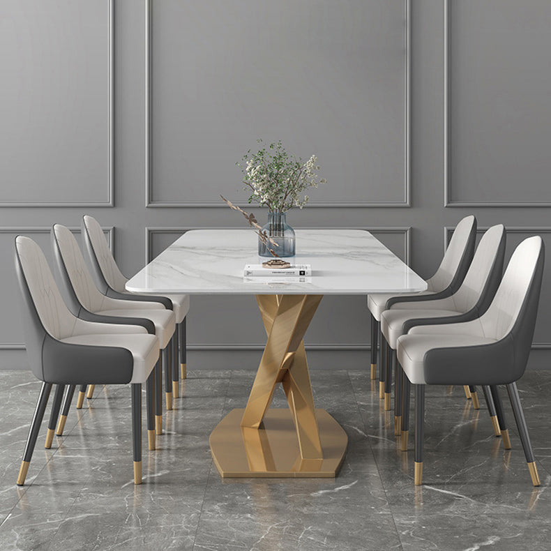 Modern Sintered Stone Dining¬†Room¬†Set with Rectangle Table and Gold LegsDining Table Furniture