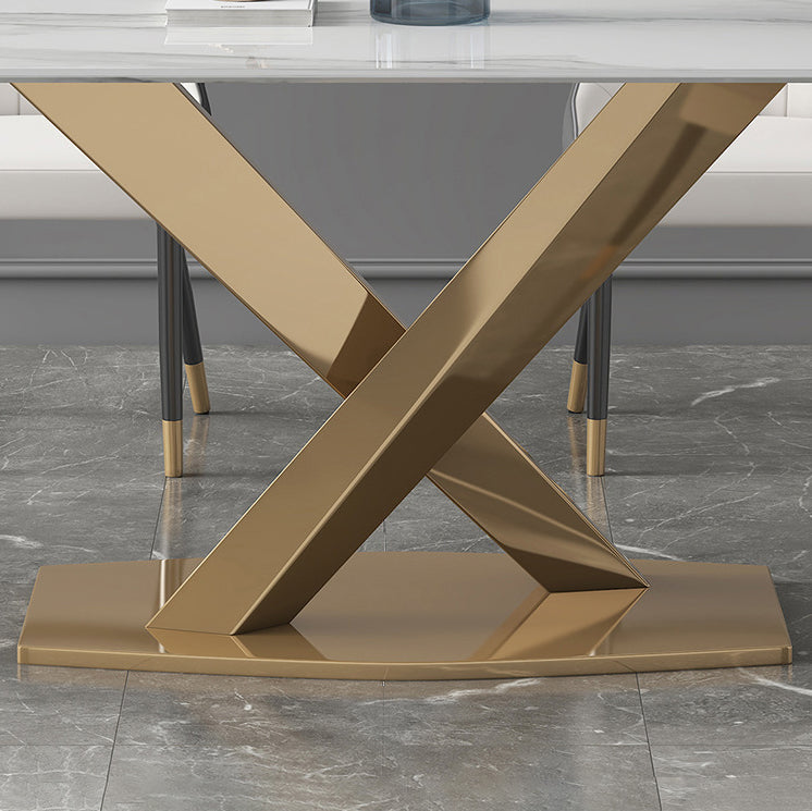 Modern Sintered Stone Dining¬†Room¬†Set with Rectangle Table and Gold LegsDining Table Furniture
