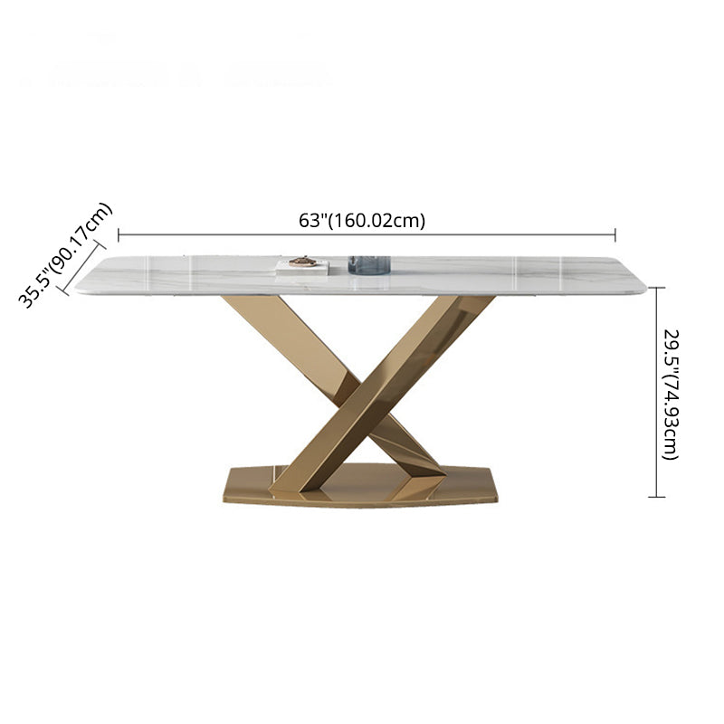 Modern Sintered Stone Dining¬†Room¬†Set with Rectangle Table and Gold LegsDining Table Furniture