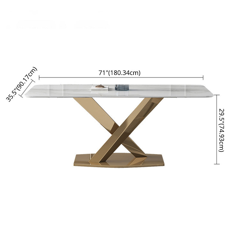 Modern Sintered Stone Dining¬†Room¬†Set with Rectangle Table and Gold LegsDining Table Furniture