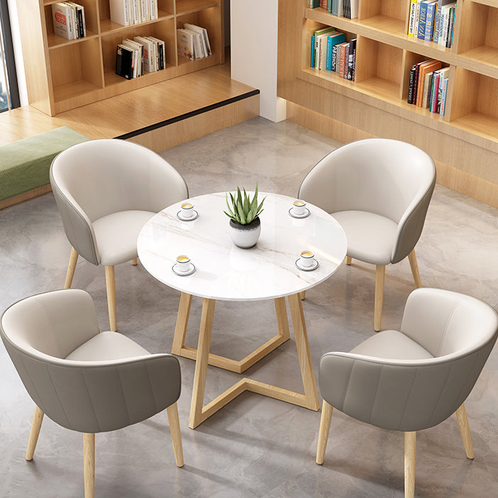 Modern Style Round Dining¬†Room¬†Table¬†Set with Sintered Stone Dinette Set with  4 Legs Table