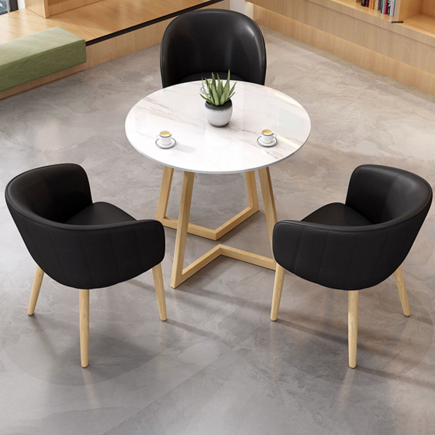 Modern Style Round Dining¬†Room¬†Table¬†Set with Sintered Stone Dinette Set with  4 Legs Table