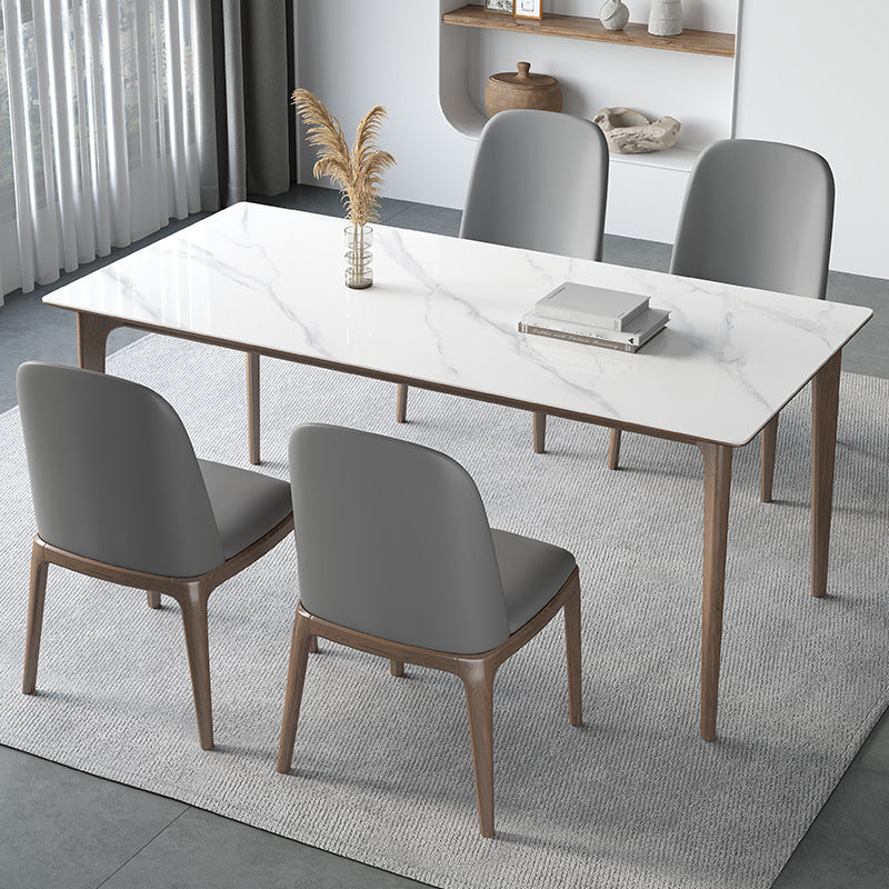 Dining Room Set Minimalist with Solid Wood Dining Table and Upholstered Chairs