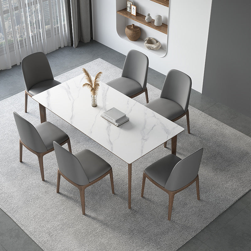 Dining Room Set Minimalist with Solid Wood Dining Table and Upholstered Chairs
