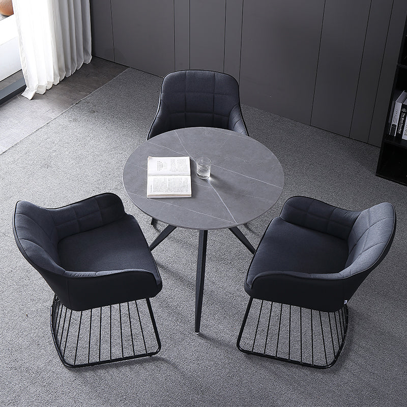 Modern Style Sintered Stone Dining Set with Round Shape Dinette Set with 3 Legs Base