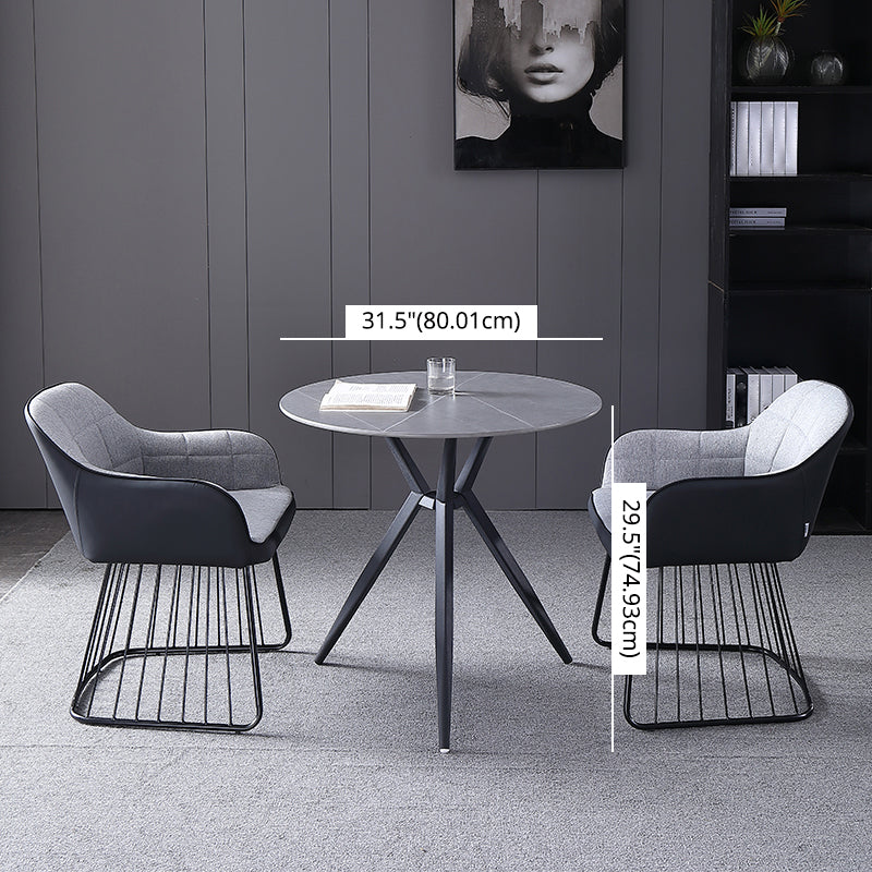 Modern Style Sintered Stone Dining Set with Round Shape Dinette Set with 3 Legs Base
