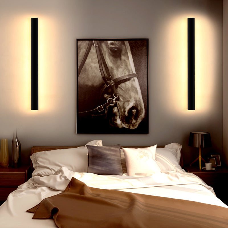 Black Rectangle Shape Metal Acrylic Wall Line Light Fixture Postmodern Style LED Indoor Wall Sconce