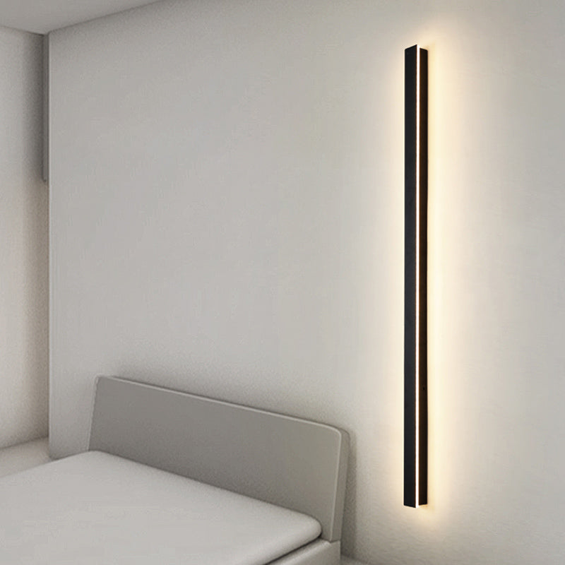 Black Rectangle Shape Metal Acrylic Wall Line Light Fixture Postmodern Style LED Indoor Wall Sconce