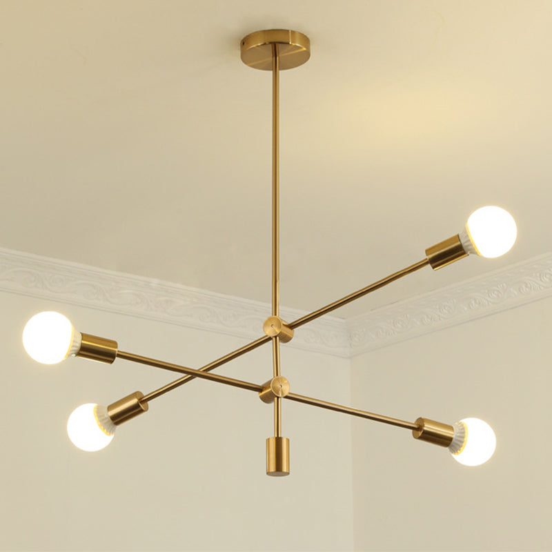 Living Room Chandelier Light Industrial Style Metal Sockets Open Bulb Design Chandelier