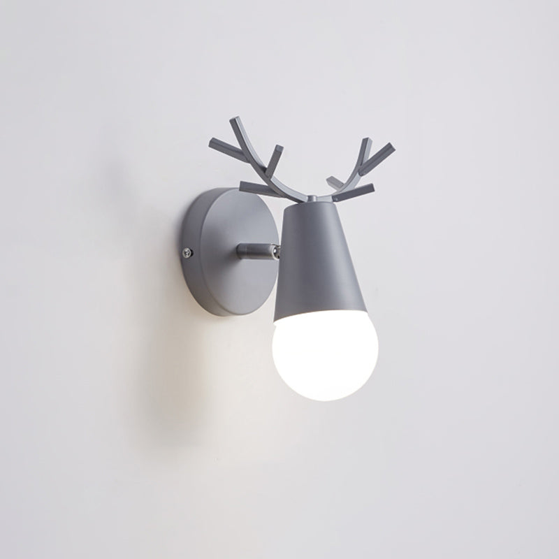 1 Light Metal Wall Sconce Light Simple Macaron Antler Wall Mount Lamp Fixture for Boy Girl Bedroom