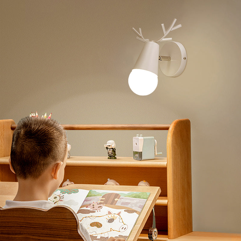 1 Light Metal Wall Sconce Light Simple Macaron Antler Wall Mount Lamp Fixture for Boy Girl Bedroom