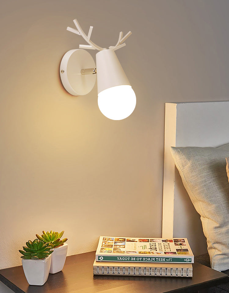 1 Light Metal Wall Sconce Light Simple Macaron Antler Wall Mount Lamp Fixture for Boy Girl Bedroom