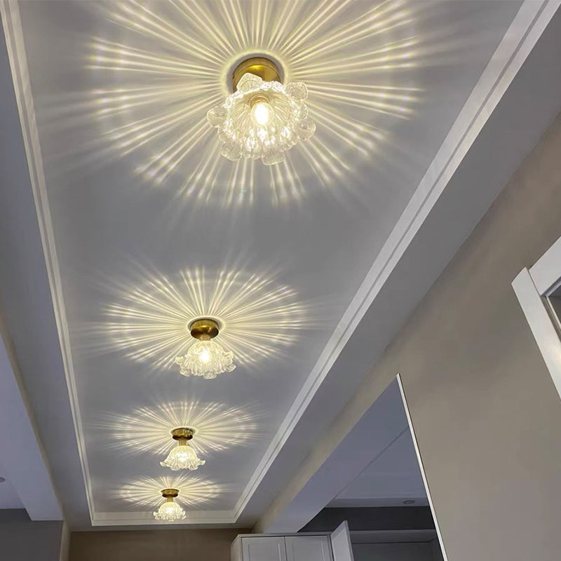 Modern Style Flush Mount Ceiling Light with Glass Shade for Living Room Bedroom