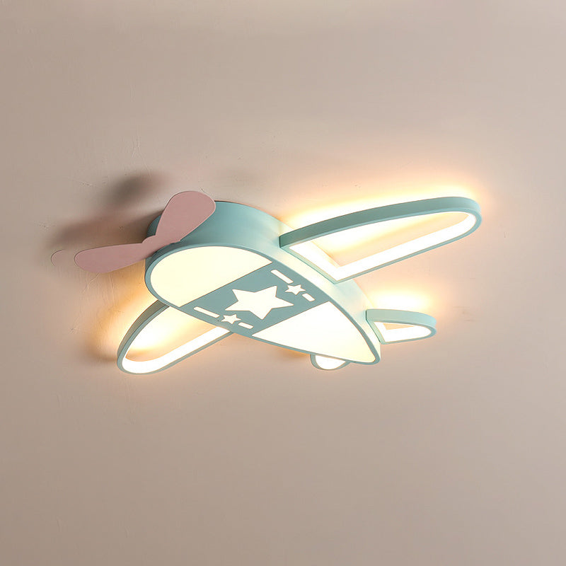 Propeller Plane Child Room LED Flush Mounted Lamp Acrylic Kids Surface Ceiling Light