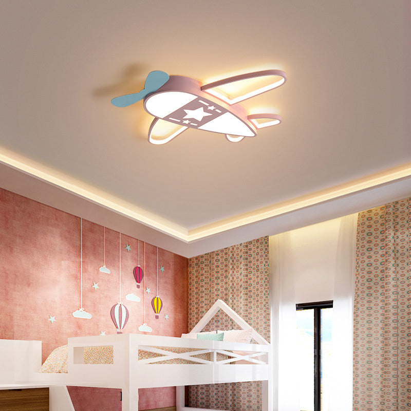 Propeller Plane Child Room LED Flush Mounted Lamp Acrylic Kids Surface Ceiling Light
