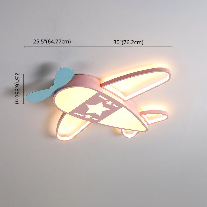 Propeller Plane Child Room LED Flush Mounted Lamp Acrylic Kids Surface Ceiling Light