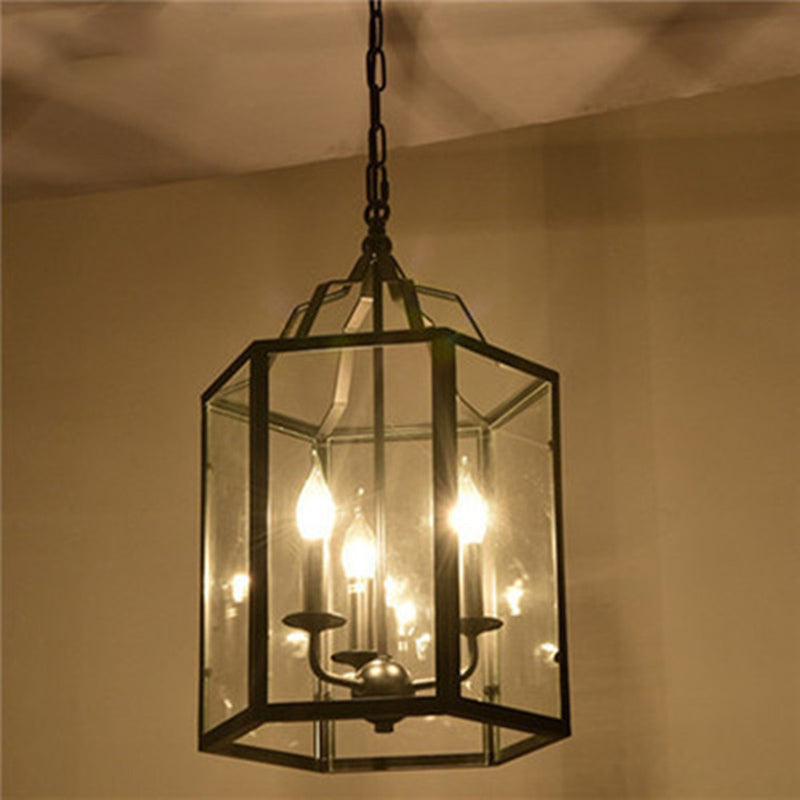 Candle Ceiling Hanging Light Fixture with Glass Shade for Dining Room Living Room