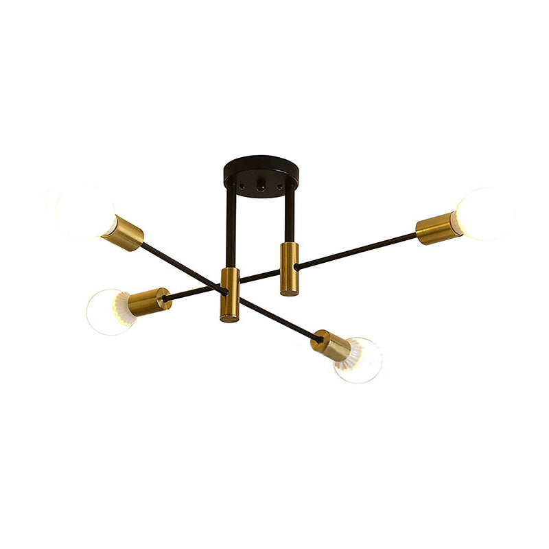 Black and Gold Multi Light Chandelier Light Vintage Style Metal Starburst Pendant Light