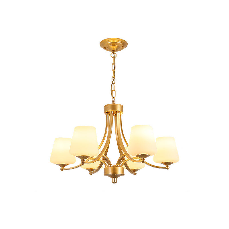 Industrial Chandelier Hanging Light Fixture with Glass Shade for Living Room