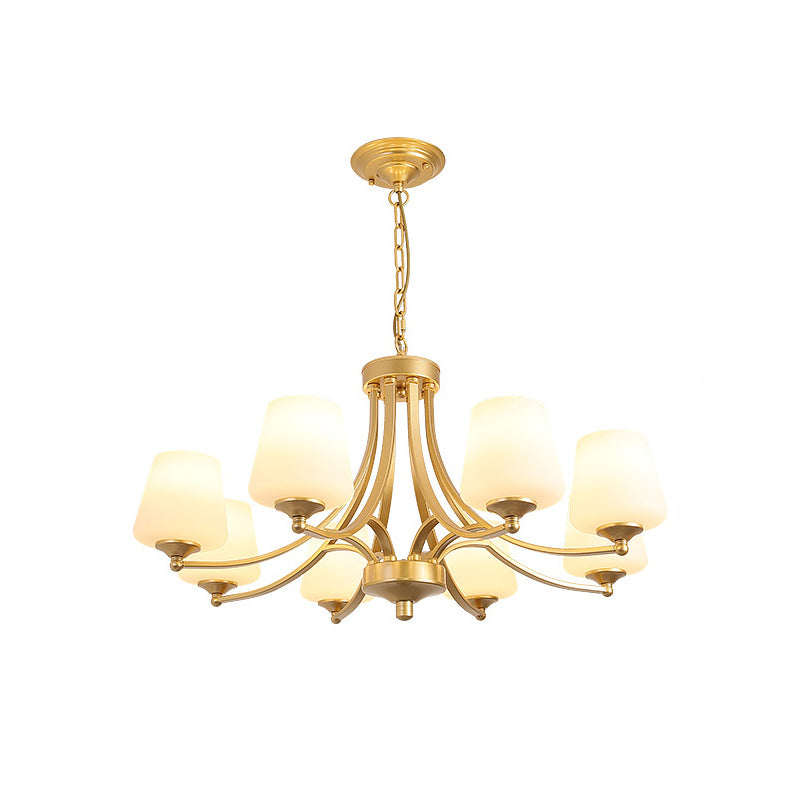 Industrial Chandelier Hanging Light Fixture with Glass Shade for Living Room
