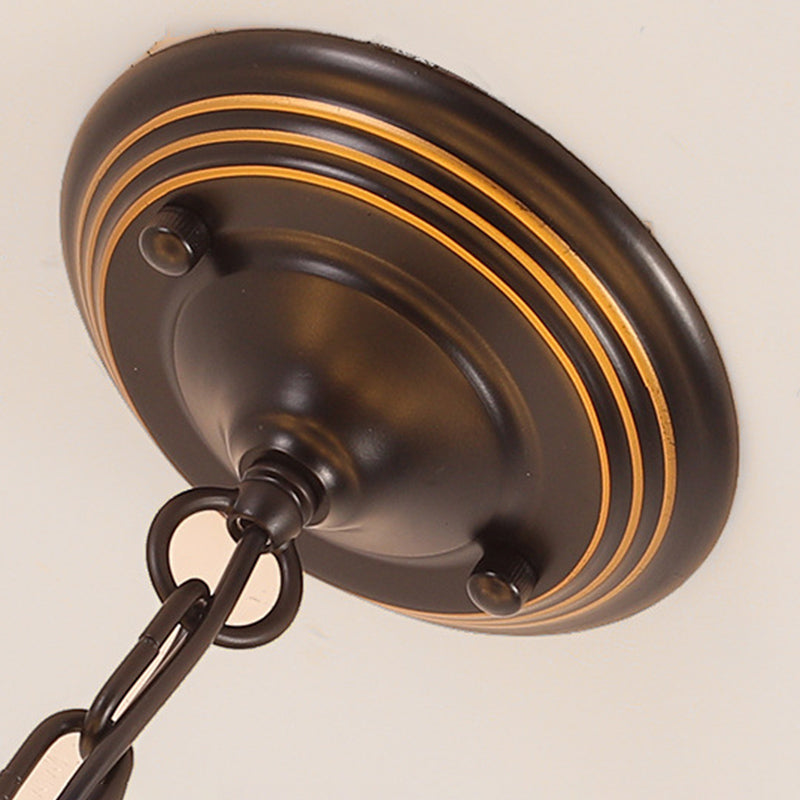 Industrial Chandelier Hanging Light Fixture with Glass Shade for Living Room