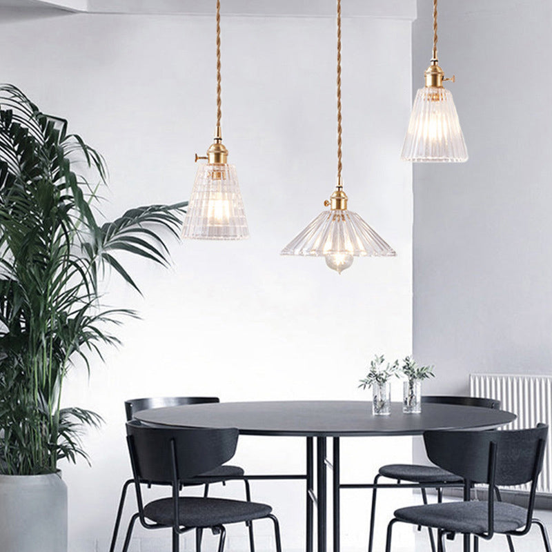 Luz de lámpara colgante de vidrio de latón Iluminación industrial de 1 luces de 1 luces para restaurante